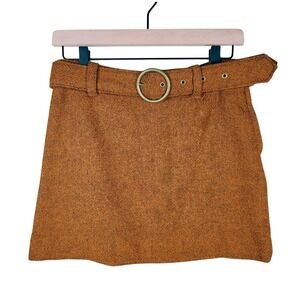 1970s Wool Mini‎ Skirt Brown Small Dark Academia Library Preppy Feminine Skirt